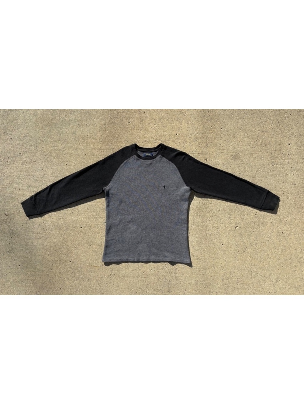 Vintage Polo Ralph Lauren Waffle Thermal Raglan Shirt M Grey